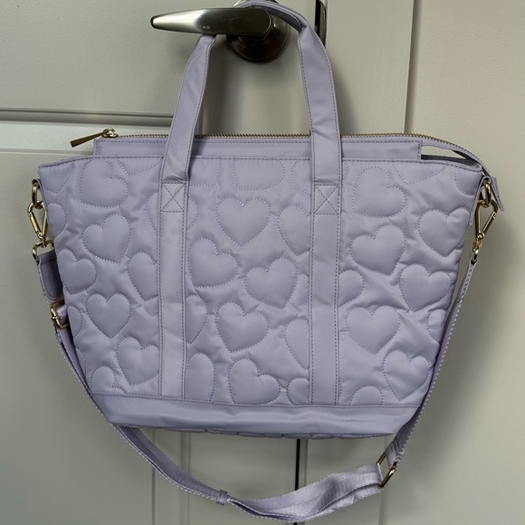 Stoney Clover Lane Handbags - Stoney Clover Lane Puffy Mini Tote Bag - XOXO Purple Heart Print